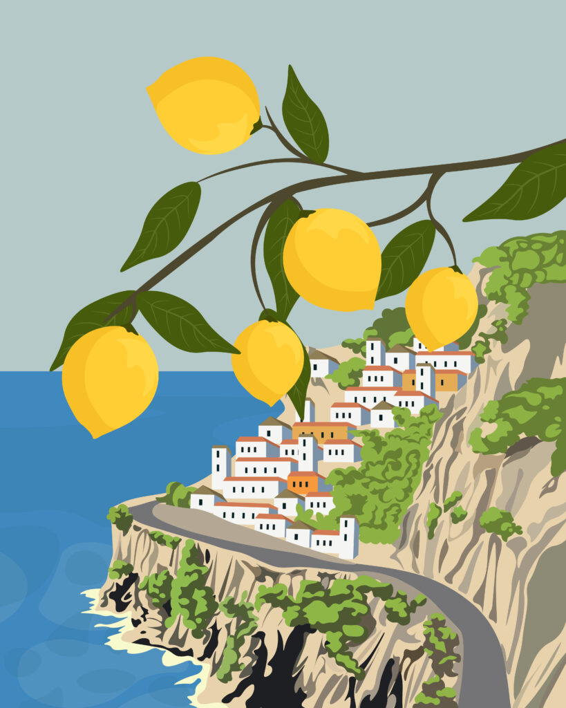 Amalfi Coast hillside view with lemons