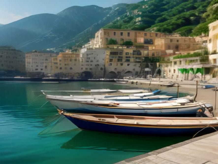 Small Italian harbor with fishing boats in soft morning light, the working water healing romance books need beyond postcard wellness