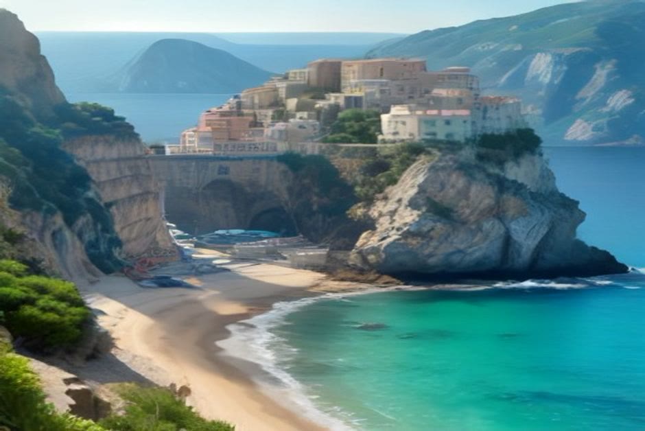 Southern Italian coastal town stacked above the sea in late light, the lived place Italian romance novels need beyond postcard Italy