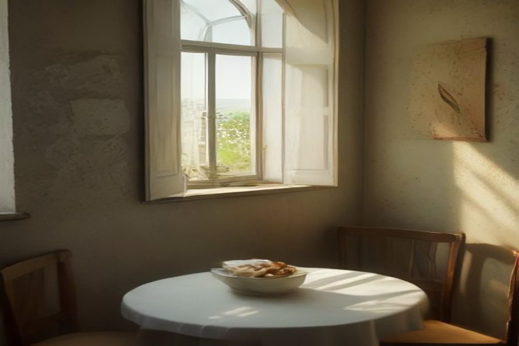A quiet Italian table with bread and sunlit window, the kitchen hour romantic novels set in Italy need in order to be believed
