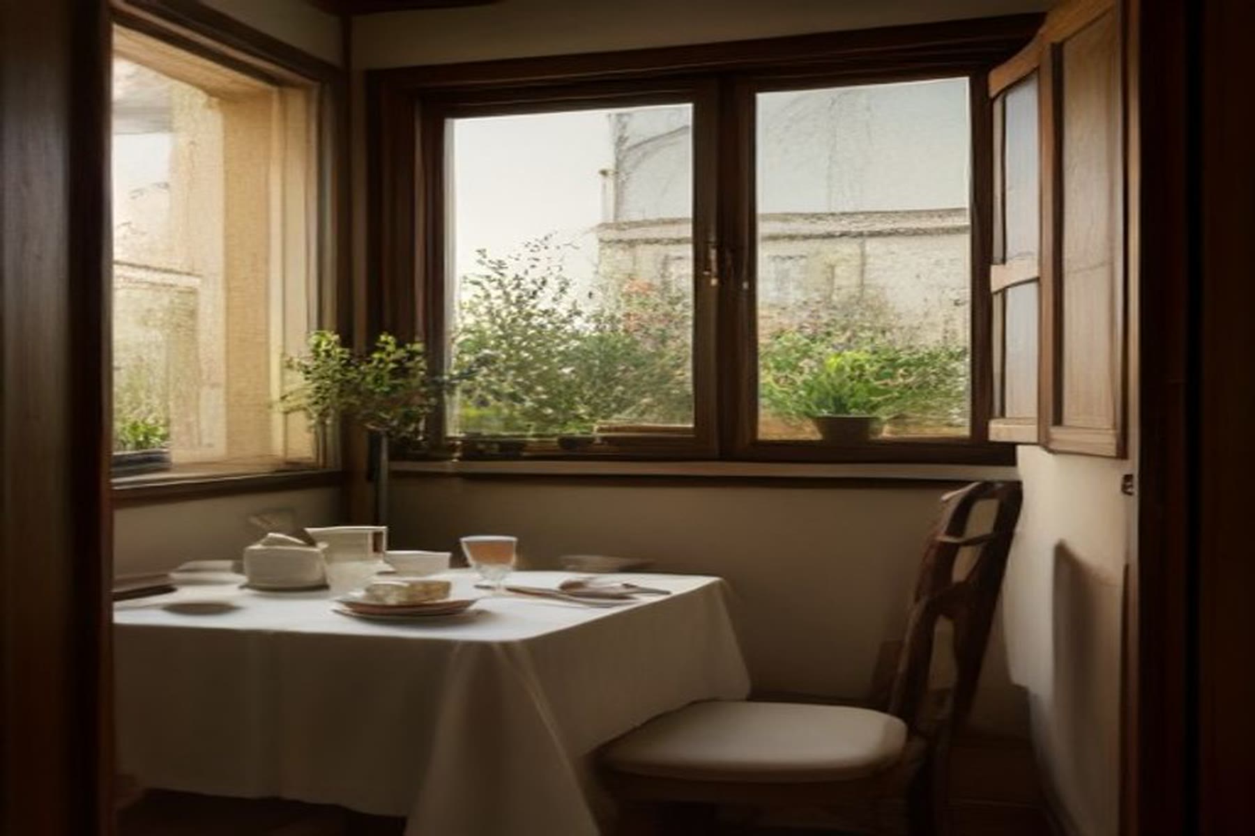 Quiet Italian table by a sunlit window with bread and coffee, the ordinary hour where healing romance begins again