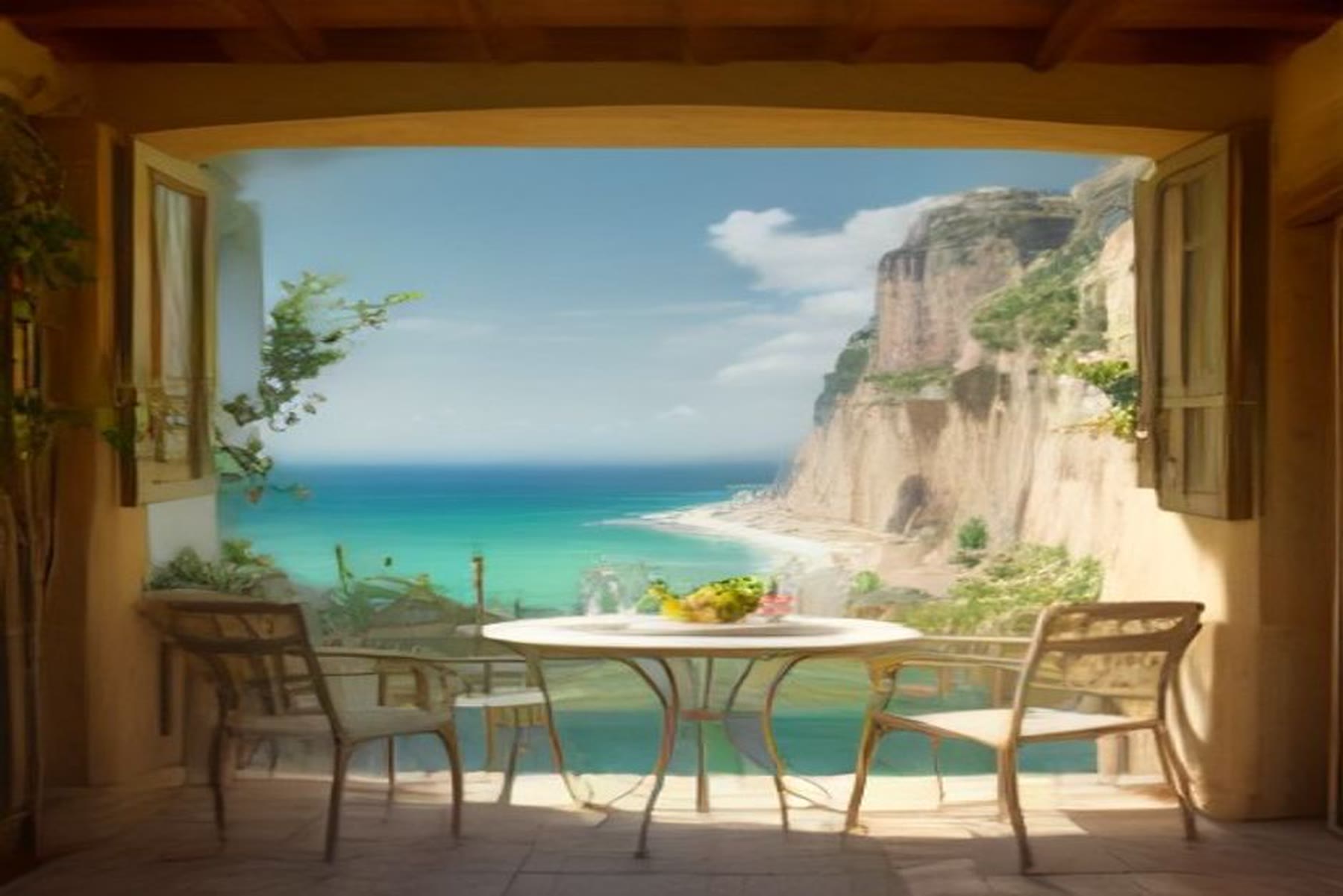 Lemons on a terrace table above Sorrento cliffs and the Bay of Naples, the lived landscape of Sorrento in Italian travel romance