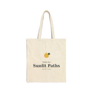Walk the Sunlit Paths natural cotton canvas tote with Amalfi lemon graphic