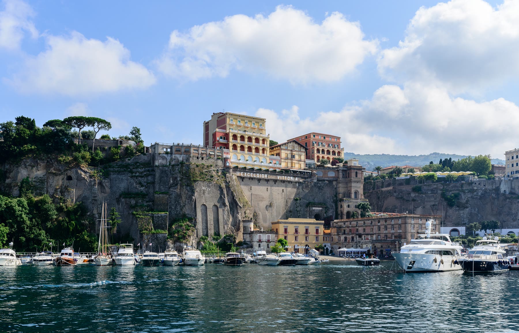 Ferry leaving Sorrento harbor for Capri day trip from Sorrento with visitor honesty still in the frame