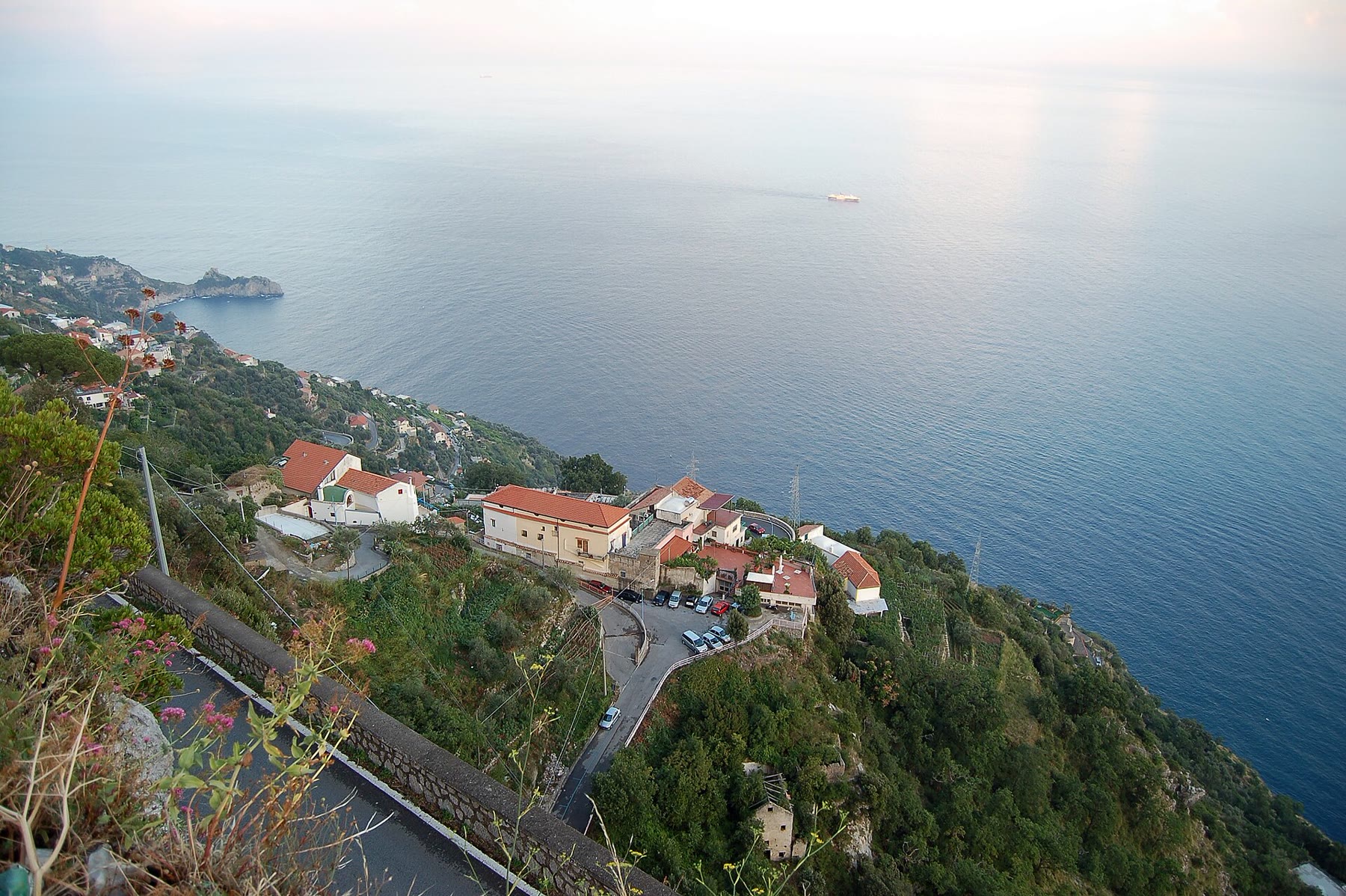 Bridge above Fiordo di Furore with shared tourist density and Campania coastal gorge climate still named