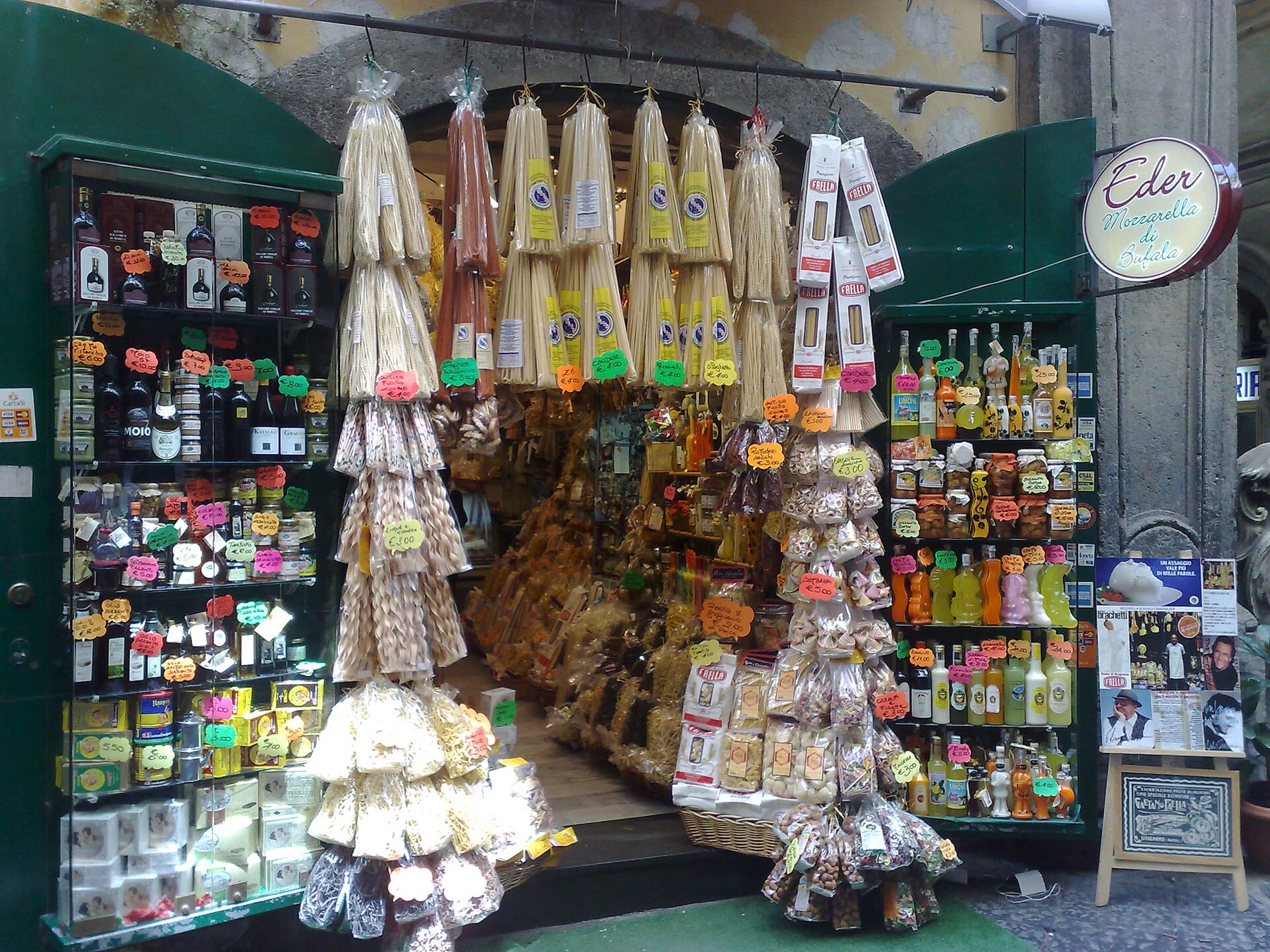 Market aisle for Italian market morning romance with stall-open climate still named