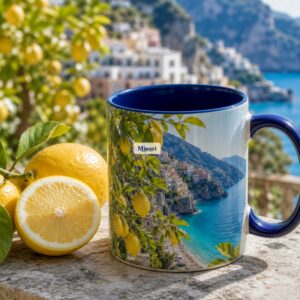 Minori accent coffee mug on Amalfi Coast terrace