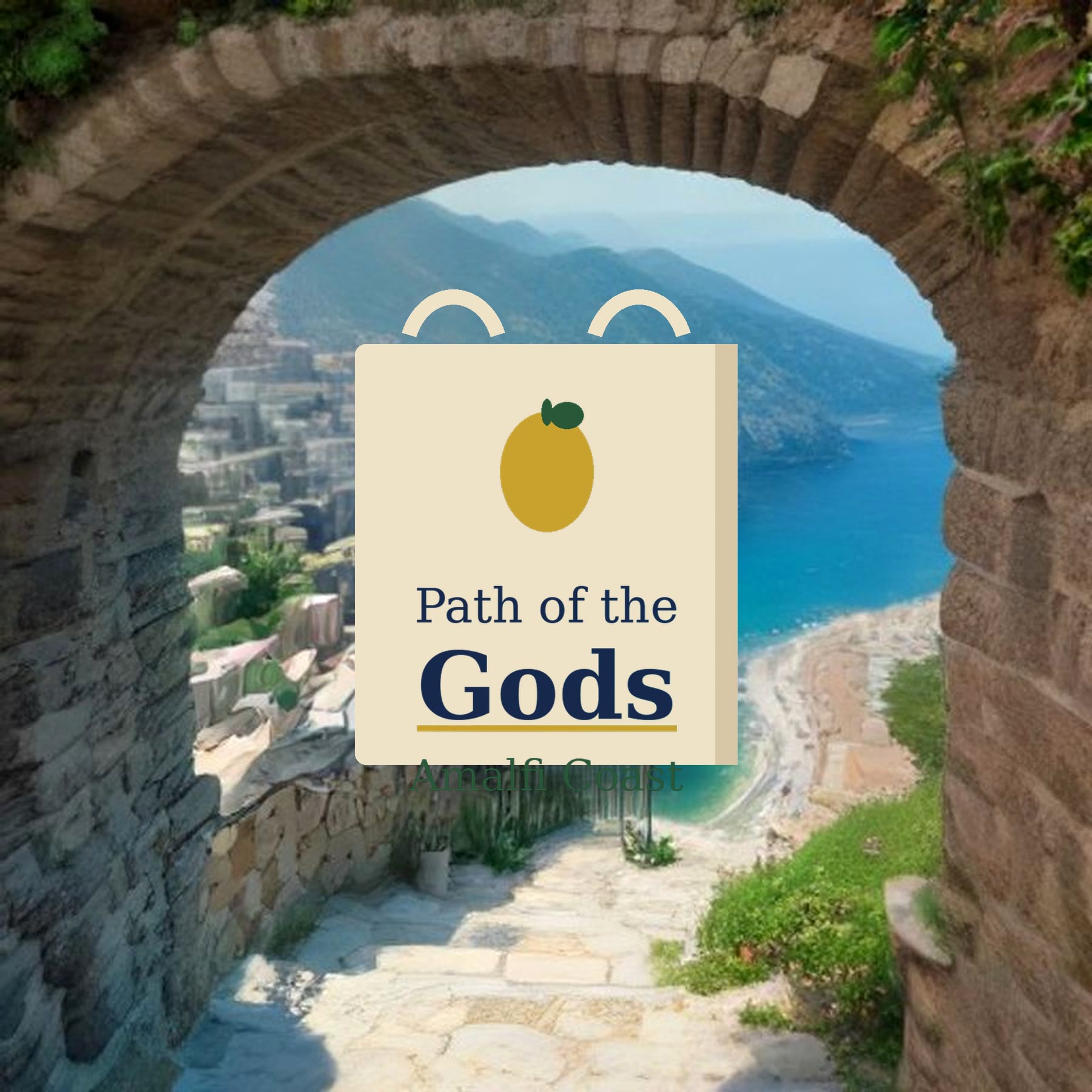 Path of the Gods tote cotton bag with cliff-path graphic for romance readers who want daily Amalfi carry